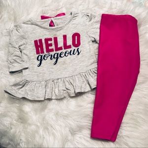 Hello Gorgeous 3t outfit pink faux leather pants